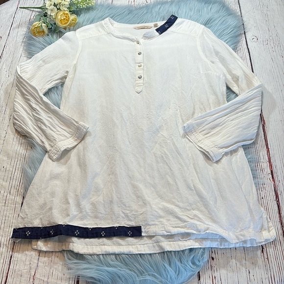 Soft Surroundings Pomela Henley White Top sz SP - Picture 1 of 11